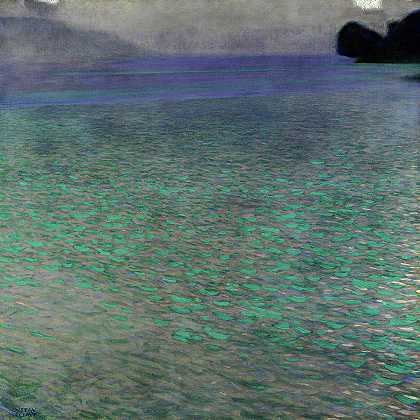 在阿特西湖上，1900年`On Lake Attersee, 1900 by Gustav Klimt