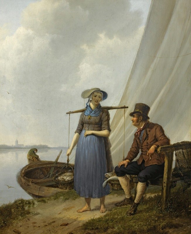 调情`The flirtation (1834) by Johannes Hermanus Koekkoek