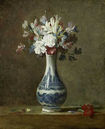 瓶花之六`A Vase of Flowers by Jean-Baptiste-Simeon Chardin