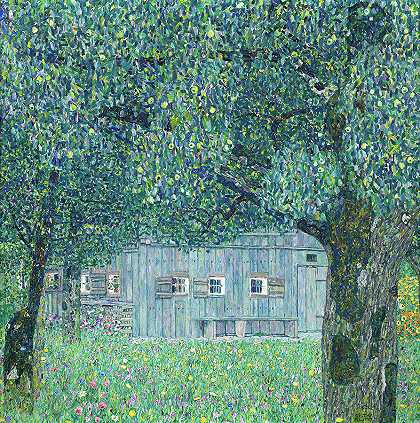 上奥地利的农舍，1911年`Farmhouse in Upper Austria, 1911 by Gustav Klimt