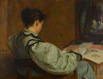 艺术家爱丽丝·沃森小姐她姐姐`Miss Alice Watson, the Artists Sister (1894) by George Spencer Watson