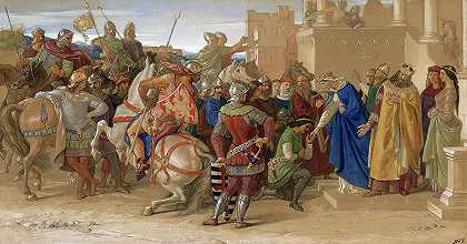 虔诚——圆桌骑士们即将出发寻找圣杯`Piety – The Knights of the Round Table about to Depart in Quest of the Holy Grail by William Dyce