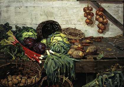 蔬菜摊，1884年`The Vegetable Stall, 1884 by William York Macgregor
