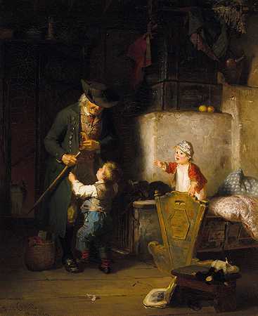 祖父的来访`Der Besuch des Großvaters by Friedrich Ortlieb