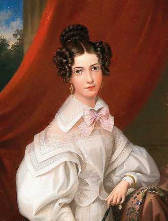 赖克小姐的肖像`Portrait of Miss Reichl by Leopold Fertbauer