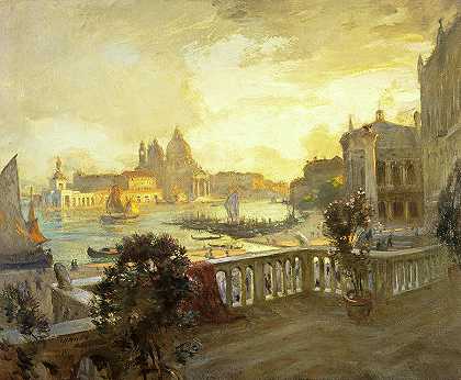1912年威尼斯大运河入口`Entrance to the Grand Canal, Venice, 1912 by Charles Hodge Mackie