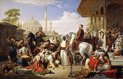 1838年君士坦丁堡奴隶市场`The Slave Market, Constantinople, 1838 by William Allan