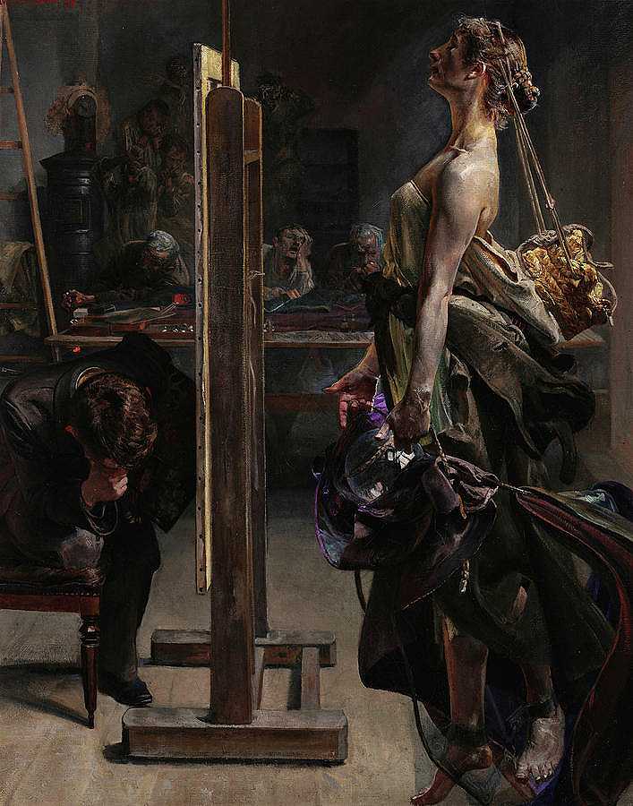 画家的灵感，1897年`Inspiration of the Painter, 1897 by Jacek Malczewski