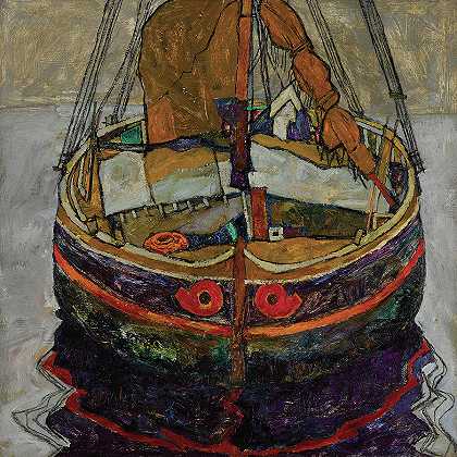 的里雅斯特渔船，1912年`Trieste Fishing Boat, 1912 by Egon Schiele