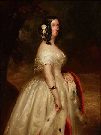 一位女士的肖像`Portrait of a Lady (19th century) by Franz Xaver Winterhalter