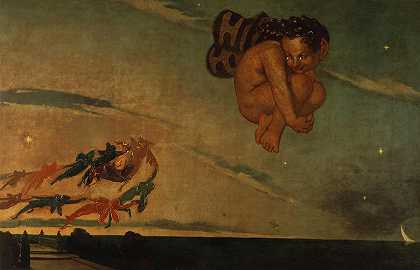 帕克逃离黎明，1837年`Puck Fleeing from the Dawn, 1837 by David Scott