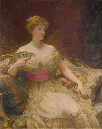 奥斯汀·麦肯齐夫人肖像`Portrait Of Mrs Austin Mackenzie (1918) by Thomas Francis Dicksee