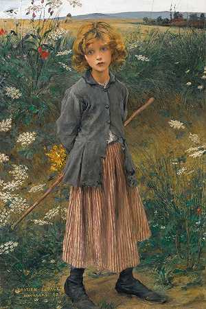 小路花（小牧羊女）`Fleur Du Chemin (La Petite Bergère) (1882) by Jules Bastien-Lepage