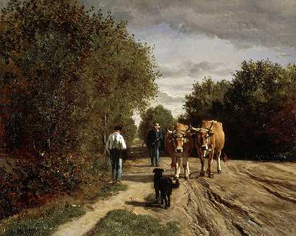 1855年下班归来`Return from Work, 1855 by Constant Troyon