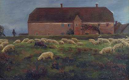 1895年萨林的洛德农场卡斯`Herregården Kaas i Salling~1895 by Agnes Slott-Møller
