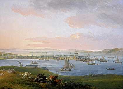 史托诺威风景，1798年`A View of Stornoway, 1798 by James Barret