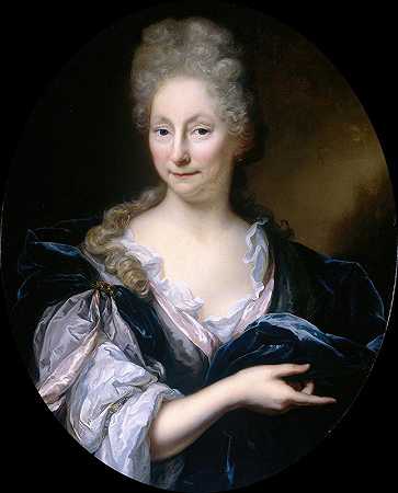彼得范德波尔的妻子玛格丽塔·范德埃克霍特的肖像`Portrait of Margaretha van de Eeckhout, Wife of Pieter van de Poel (1690 ~ 1729) by Arnold Boonen