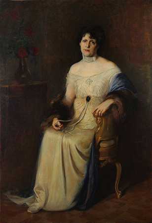 作者妻子的肖像`Retrato de la esposa del autor (1914) by Ernesto de la Cárcova