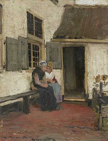 邻里闲聊`Neighborly Gossip (c. 1880 ~ c. 1907) by Bernardus Johannes Blommers