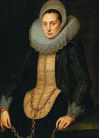 一位年轻女士的肖像`Portrait Of A Young Lady by Circle of Jan Anthonisz. van Ravesteyn