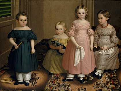 正在成长的孩子们`The Alling Children (ca. 1839) by Oliver Tarbell Eddy