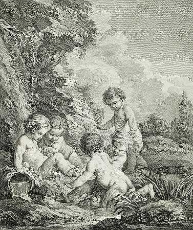 爱游泳，1771年`L\’Amour Nageur, 1771 by Francois Boucher