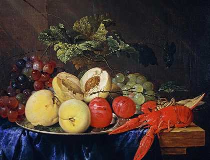 1650年的《水果龙虾静物》`A Still-life with Fruit and Lobster, 1650 by Jan Davidsz de Heem