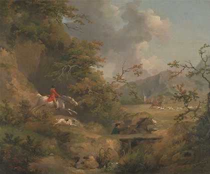 在丘陵地区猎狐`Foxhunting in Hilly Country by George Morland