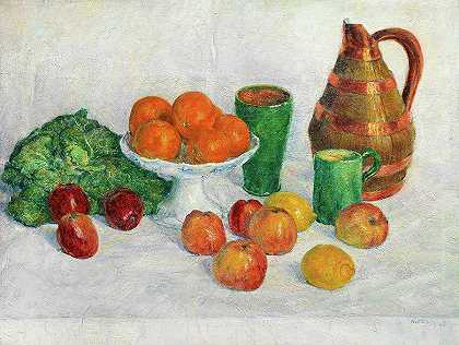 仍然与水果和蔬菜生活`Still life with fruits and vegetables by George Morren