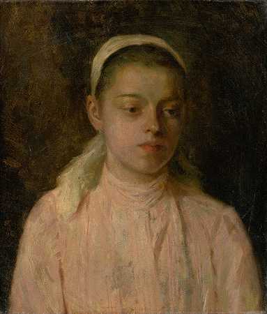 一个农家女孩的头像研究`Study of a Head of Peasant Girl (1894) by Ľudovít Čordák