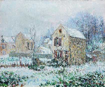 Pontoise附近的雪`La neige, environs de Pontoise by Gustave Loiseau