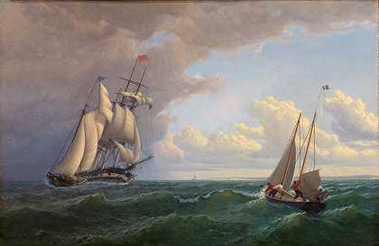 捕鲸船驶离葡萄园`Whaler off the Vineyard–Outward Bound (1859) by William Bradford
