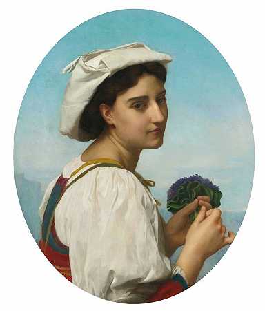 一束紫罗兰`Le bouquet de violettes (1870) by William Bouguereau