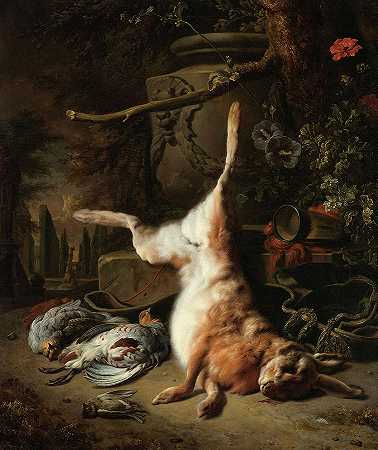 《带野兔的静物与其他游戏》，1697年`Still Life with a Hare and other Game, 1697 by Jan Weenix