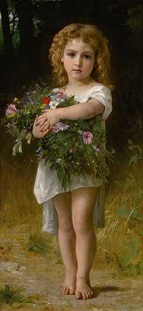 春天的花朵`Fleurs De Printemps  (1878) by William Bouguereau