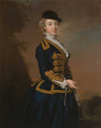 德文郡Fortesque家族一名年轻女子的肖像`Portrait of a Young Woman of the Fortesque Family of Devon by Thomas Hudson