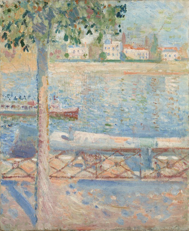 圣克劳德塞纳河`The Seine At Saint~Cloud (1890) by Edvard Munch