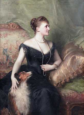 Mary Venetia James女士，Née Cavendish Bentinck`Mrs Mary Venetia James, Née Cavendish~Bentinck by Luke Fildes