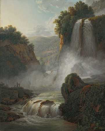 蒂沃利附近的瀑布`Waterfall near Tivoli (1805) by Peter Birmann