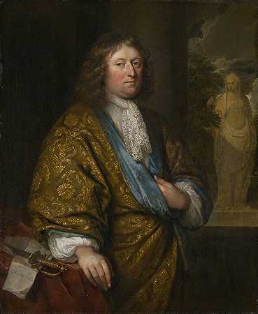 绅士的肖像`Portrait of a Gentleman (1680) by Caspar Netscher