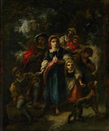 波西米亚人的后裔`Descent of the Bohemians (c. 1860) by Narcisse-Virgile Diaz de La Peña