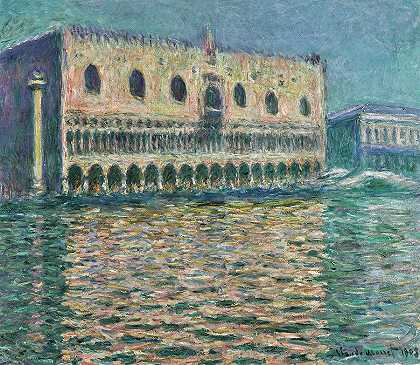 从圣乔治·马焦尔看多格宫`The Doge\’s Palace Seen from San Giorgio Maggiore by Claude Monet