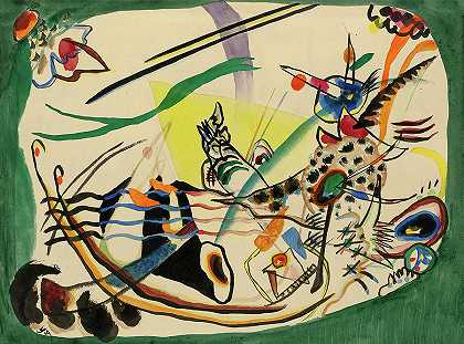 《绿色边界研究》，1919年`Study for Green Border, 1919 by Wassily Kandinsky