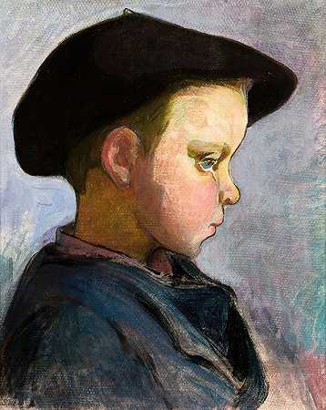 对一个男孩的研究`Study of a Boy (1902) by Władysław Ślewiński