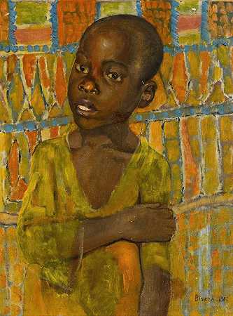 一个非洲男孩的肖像`Portrait of an African Boy ( 1907) by Kuzma Sergeevich Petrov-Vodkin