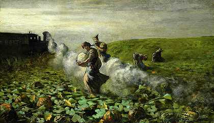 南瓜收获，1897年`The Pumpkin Harvest, 1897 by Giovanni Segantini