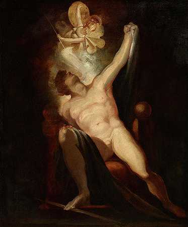 撒旦与罪的诞生，1791年`Satan and the birth of sin, 1791 by Henry Fuseli