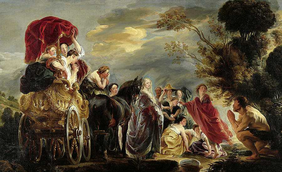 奥德修斯和诺西卡的会面，1640年`The Meeting of Odysseus and Nausicaa, 1640 by Jacob Jordaens