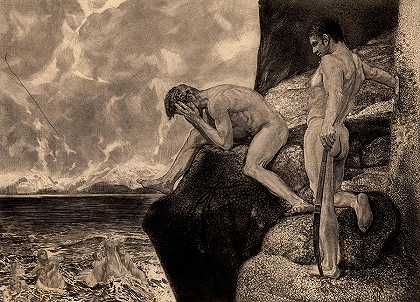 大力士解放普罗米修斯，被解放的普罗米修斯，1894年`Liberation Of Prometheus By Hercules, The freed Prometheus, 1894 by Max Klinger