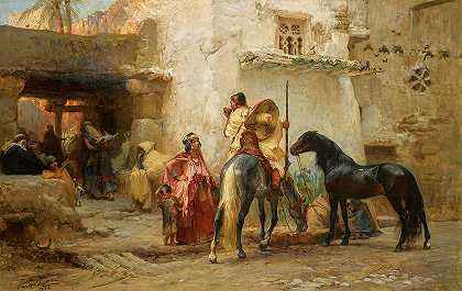 在阿尔及利亚的一条街上，1882年`In an Algerian Street, 1882 by Frederick Arthur Bridgman